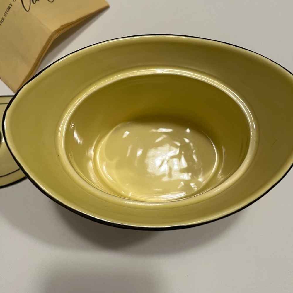 Vintage Mottahedeh Creil Yellow/Black Porcelain 7” Scoop Lidded Footed Urn Italy - Picture 10 of 15